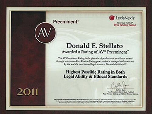AV Preeminent | LexisNexis Martindale-Hubbell Peer Review Rated | Donald E. Stellato | 2011